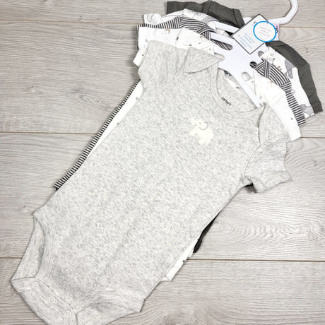 KAMG3 - NEW - Carters grey and white gender neutral "Hi" 4pc bodysuit set. Size 9 months