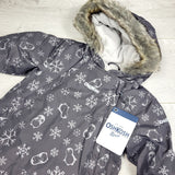 KAMG3 - NEW - Oshkosh grey fleece lined snow suit. Size 6-9 months