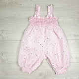 KAMG3 - Bonnie pink polka dot smocked ruffle romper with sequins. Size 18 months