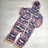 LUGE1 - Carters grey patterned hooded fleece bunting suit. Size 6-12 months