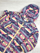 LUGE1 - Carters grey patterned hooded fleece bunting suit. Size 6-12 months