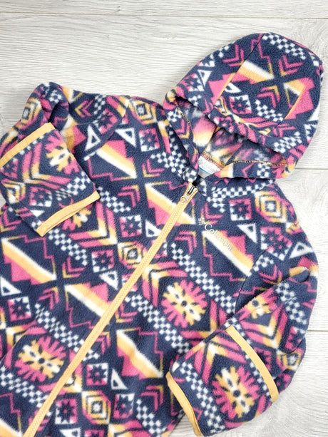 LUGE1 - Carters grey patterned hooded fleece bunting suit. Size 6-12 months