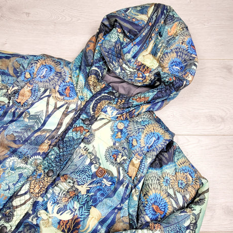 DMKY4 - Burton animal / forest patterned Dry Ride snow jacket. Size large