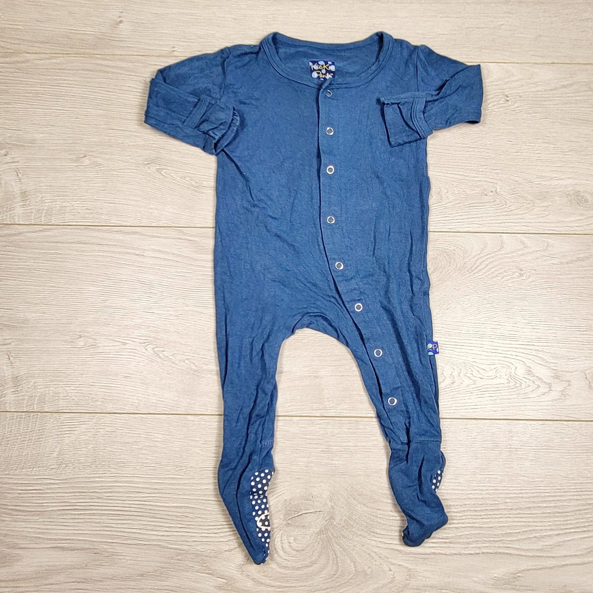DMKY4 - Kickee Pants blue zippered bamboo sleeper. Size 3-6 months