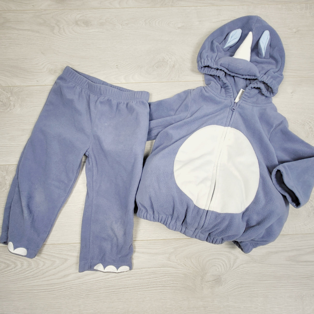 KDEL2 - Carters fleece 2pc rhino costume. Size 18 months