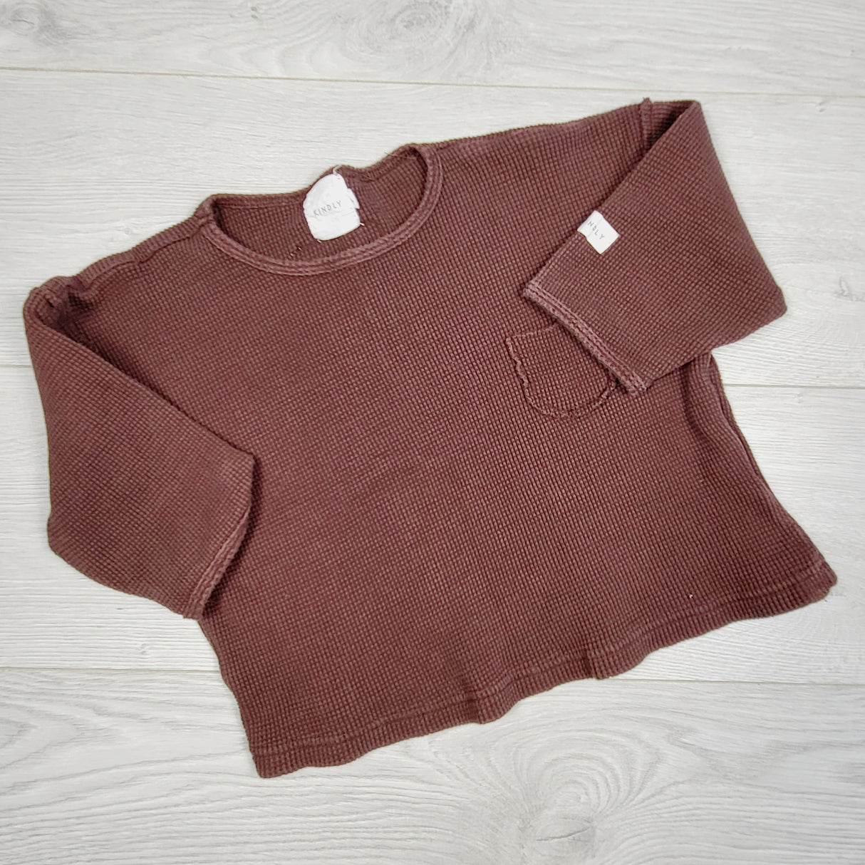 KDEL2 - Kindly dark brown waffle knit shirt. Size 3T