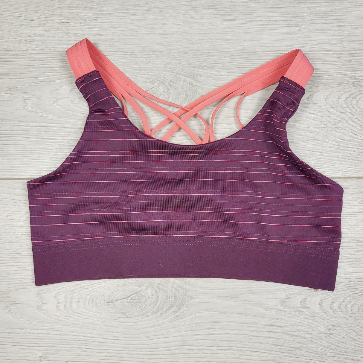 KHW22 - Diadora plum / coral sports bra. Approx size 10/12