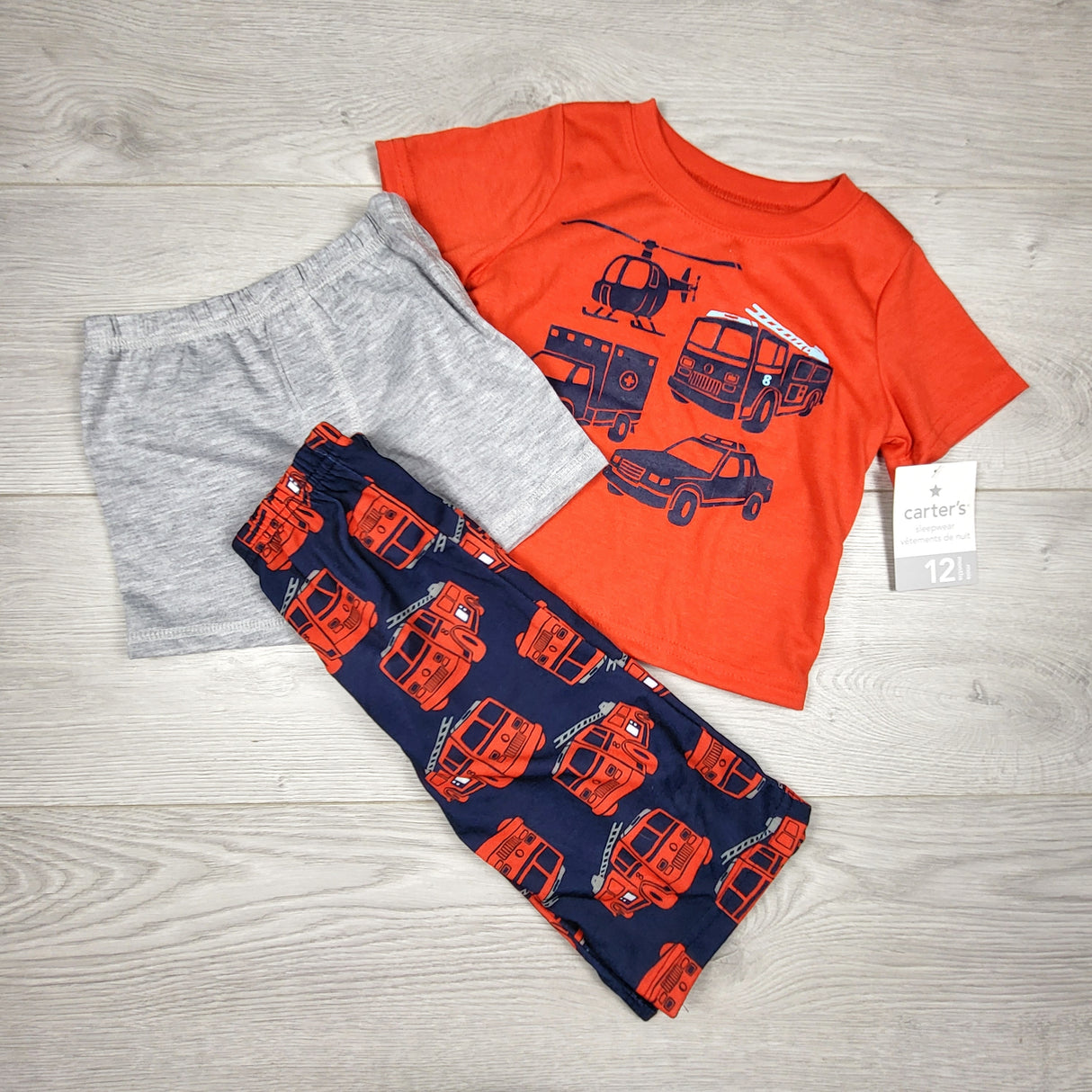 KAMG4 - NEW - Carters 3pc PJs with emergency vehicles. Size 12