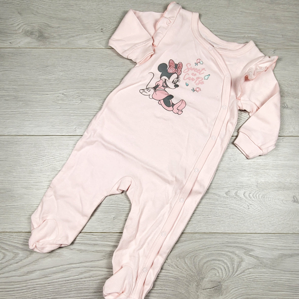 KAMG4 - Disney Baby pink cotton Minnie Mouse sleeper. Size 6-9 months