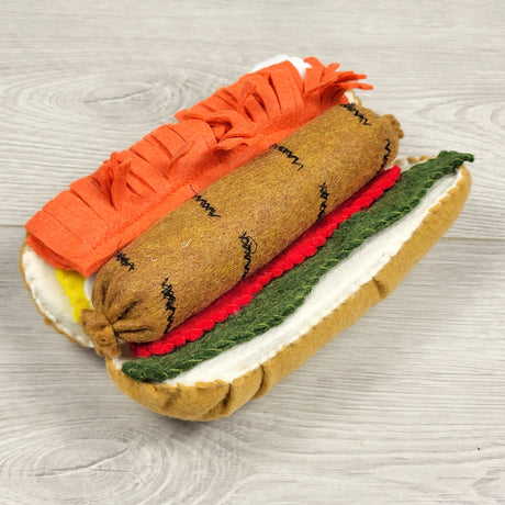 NEW (Retail Item) - Hand Crafted Hotdog Felt Food set