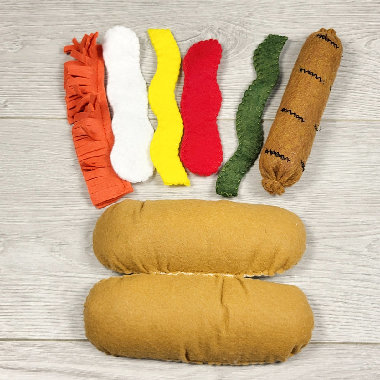 NEW (Retail Item) - Hand Crafted Hotdog Felt Food set
