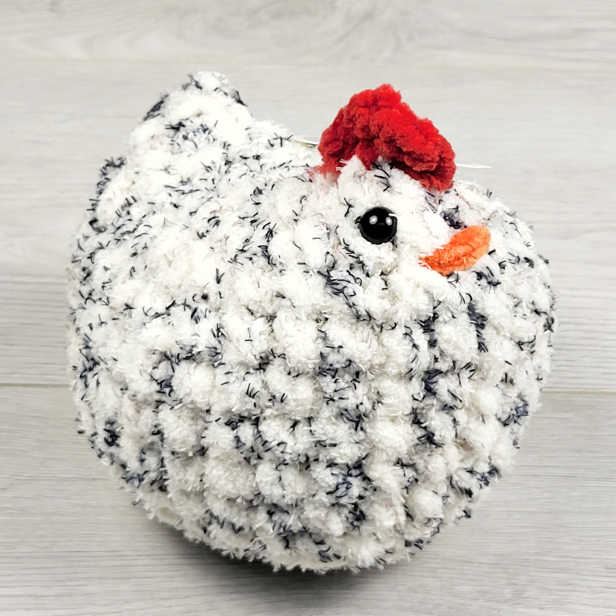 NEW (Retail Item) - Handmade Crochet Chicken (white / black flecks)