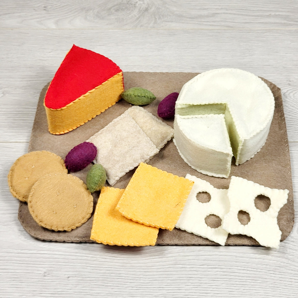 NEW (Retail Item) Handmade Felt Cheese Charcuterie Board set