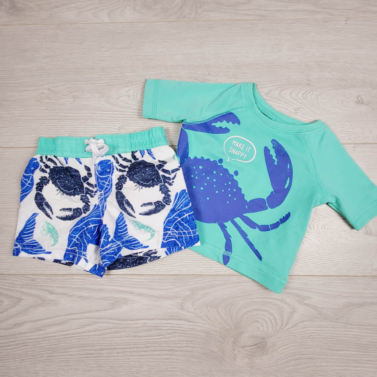 KAMG55 - Old Navy 2pc swim set with crabs. Size 0-3 months