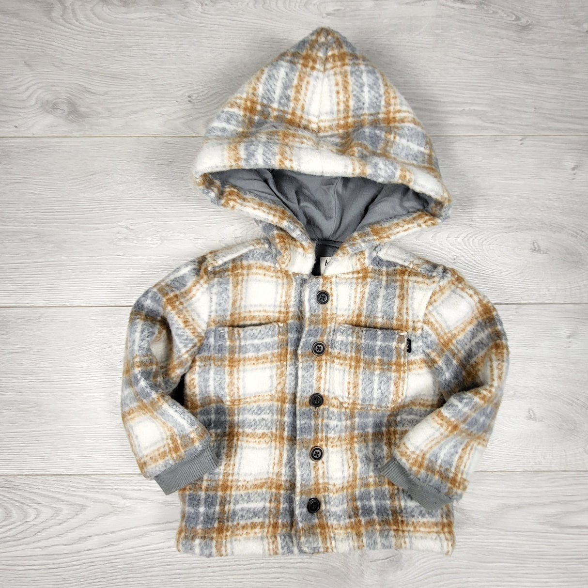 BHPP1 - Baby B'gosh jersey lined plaid shacket. Size 18 months