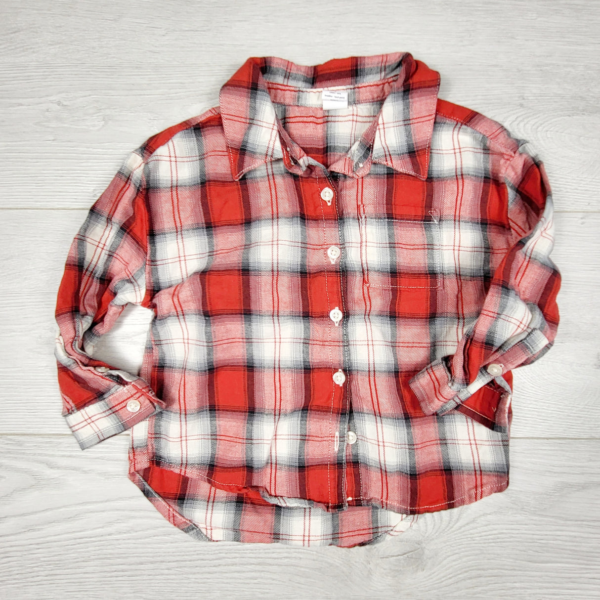 CHLL1 - Gap red plaid button down shirt. Size 2T