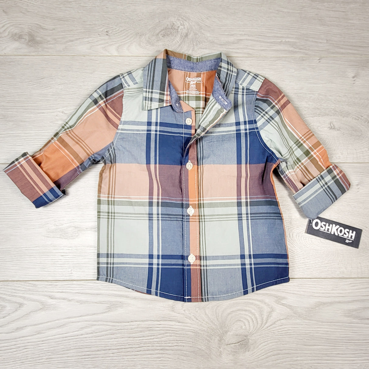 CHLL1 - NEW - Oshkosh plaid button down top. Size 24 months