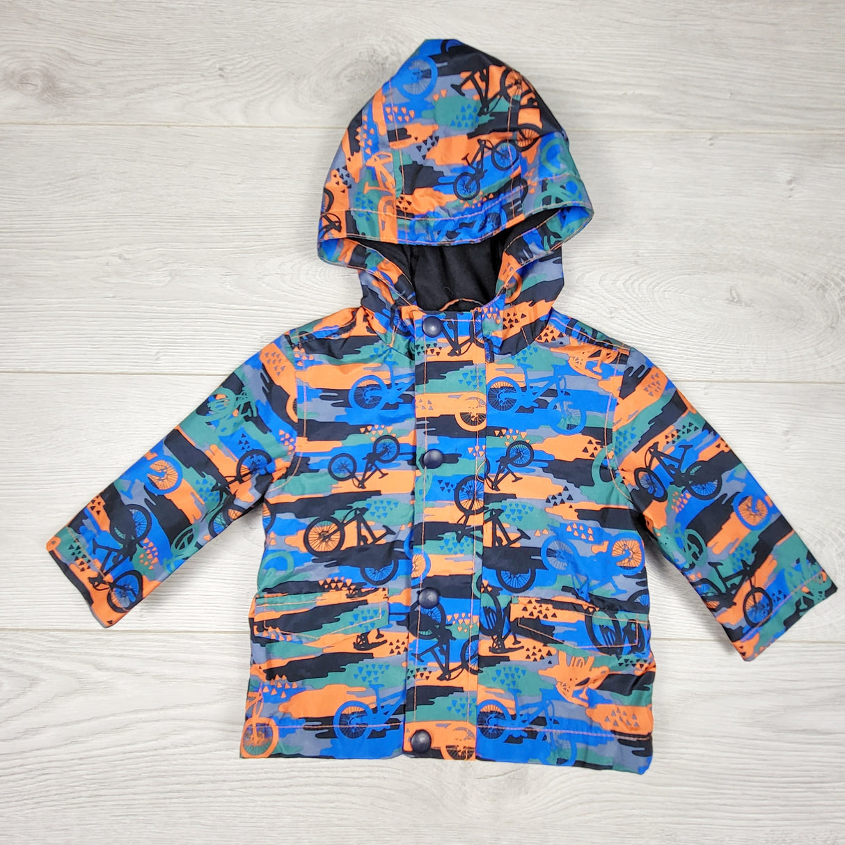 CHLL11 - Joe fleece lined rain coat with bikes. Size 3-6 months