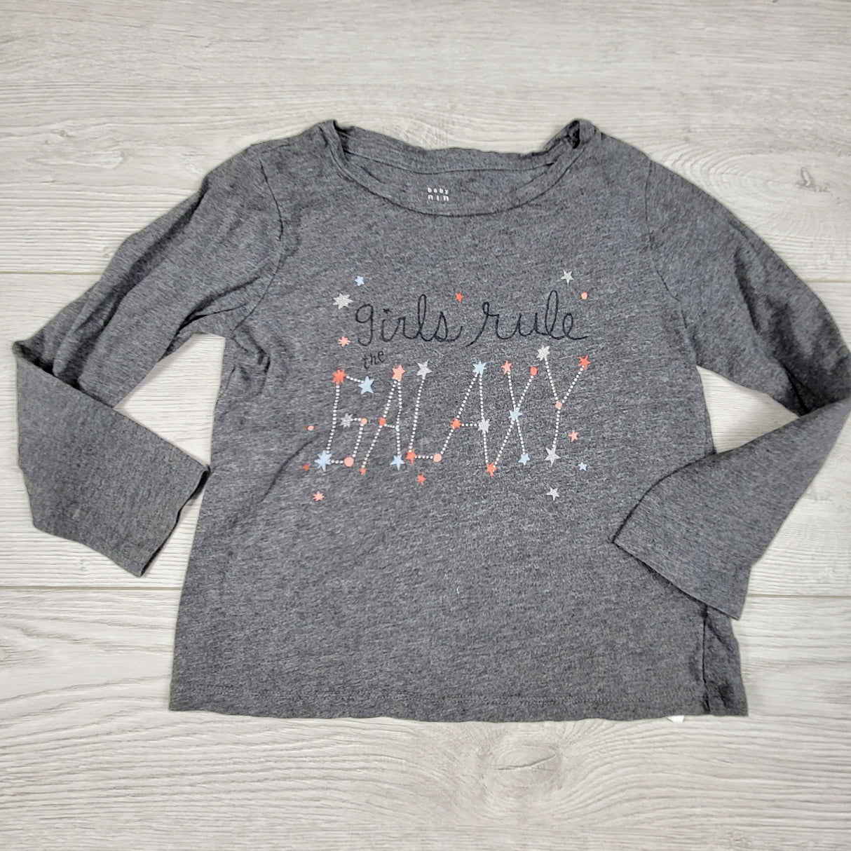 RZA1 - Gap grey "Girls Rule the Galaxy" long sleeved top. Size 4T