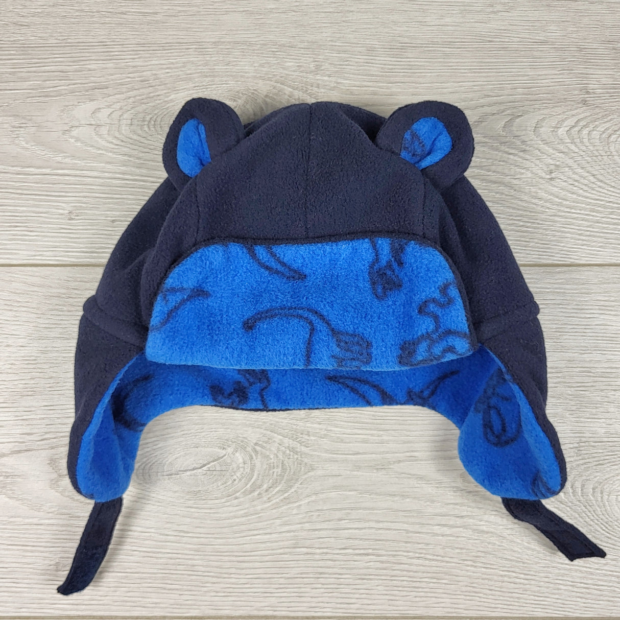 RZA1 - George navy fleece trapper style toque. Size 0-24 months