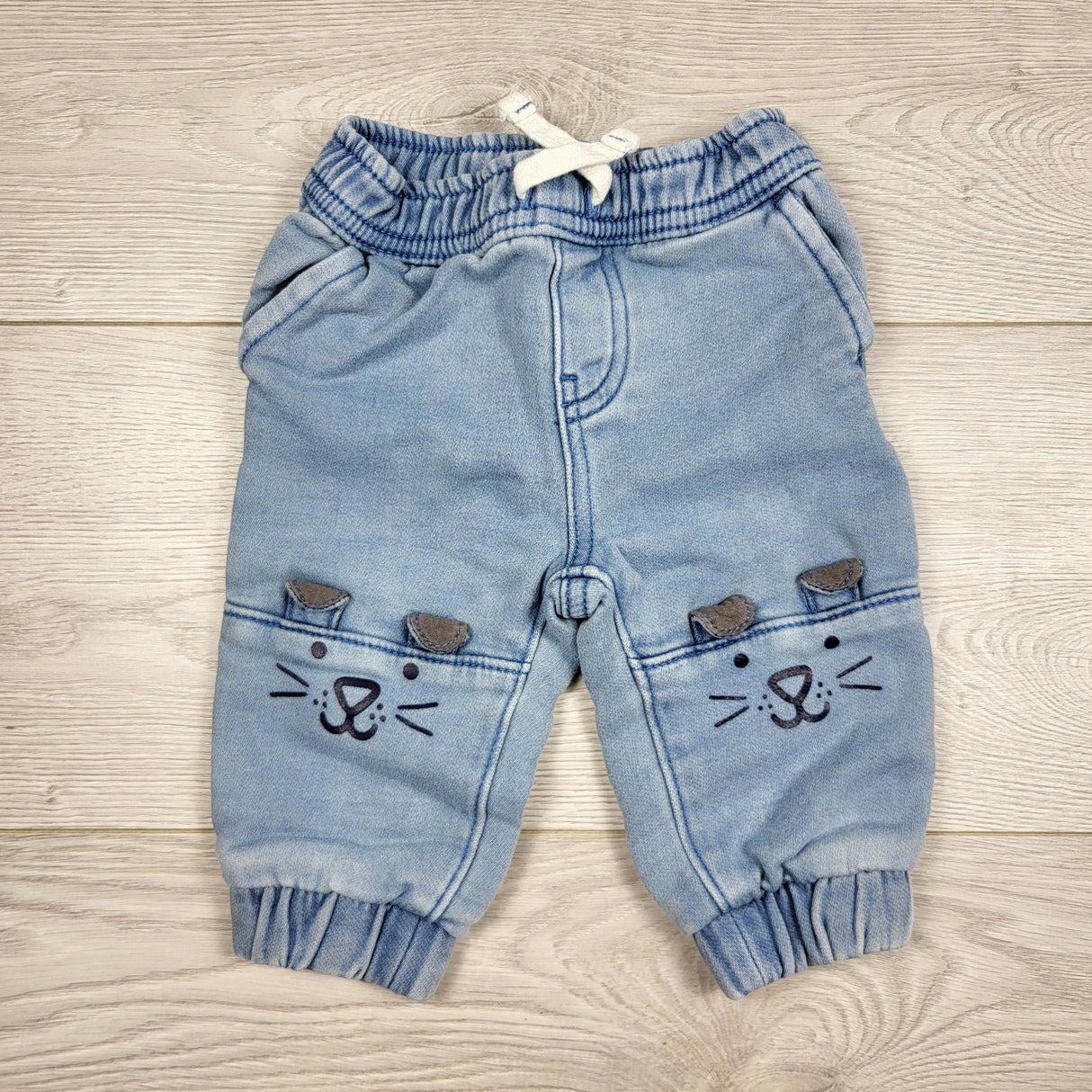 KARE1 - Joe denim drawstring joggers with dogs. Size 3-6 months