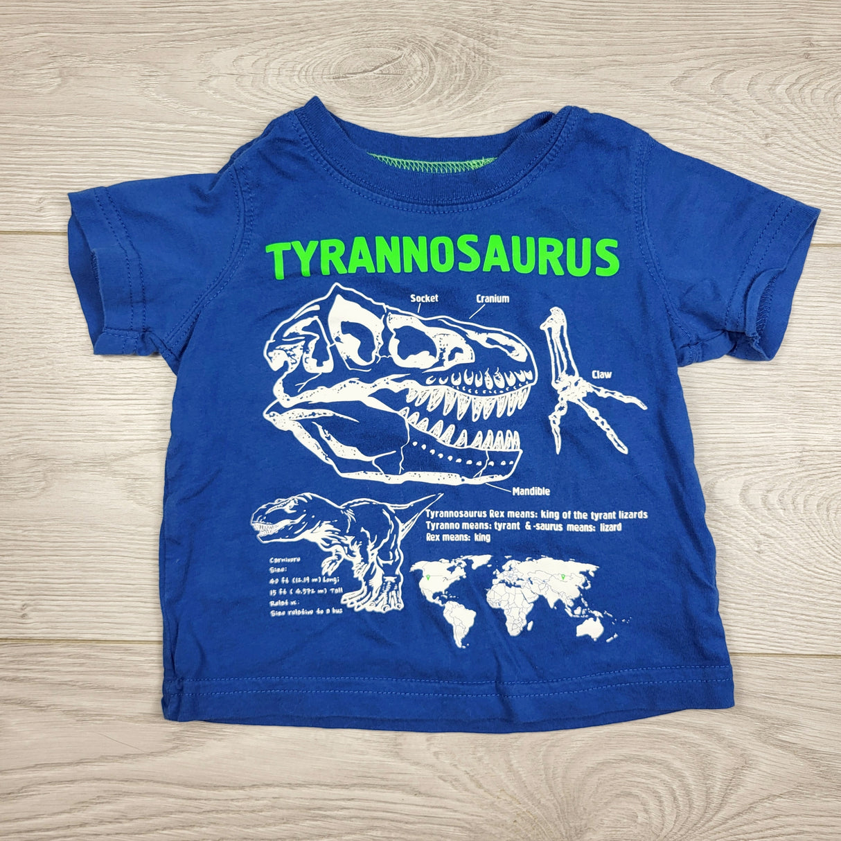 KARE1 - Carters blue T-Rex t-shirt. Size 6 months