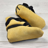 KHEN2 - Handmade deerskin beaded wrap moccasins. Size like a size 5 (12-18 months)