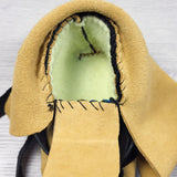 KHEN2 - Handmade deerskin beaded wrap moccasins. Size like a size 5 (12-18 months)