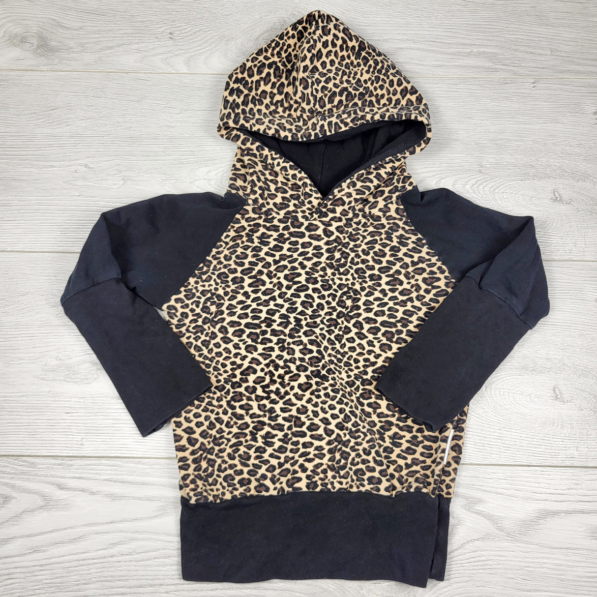 PBQ1 - Sugar Sandwich Design handmade leopard print hoodie. Size 6 months to 3T