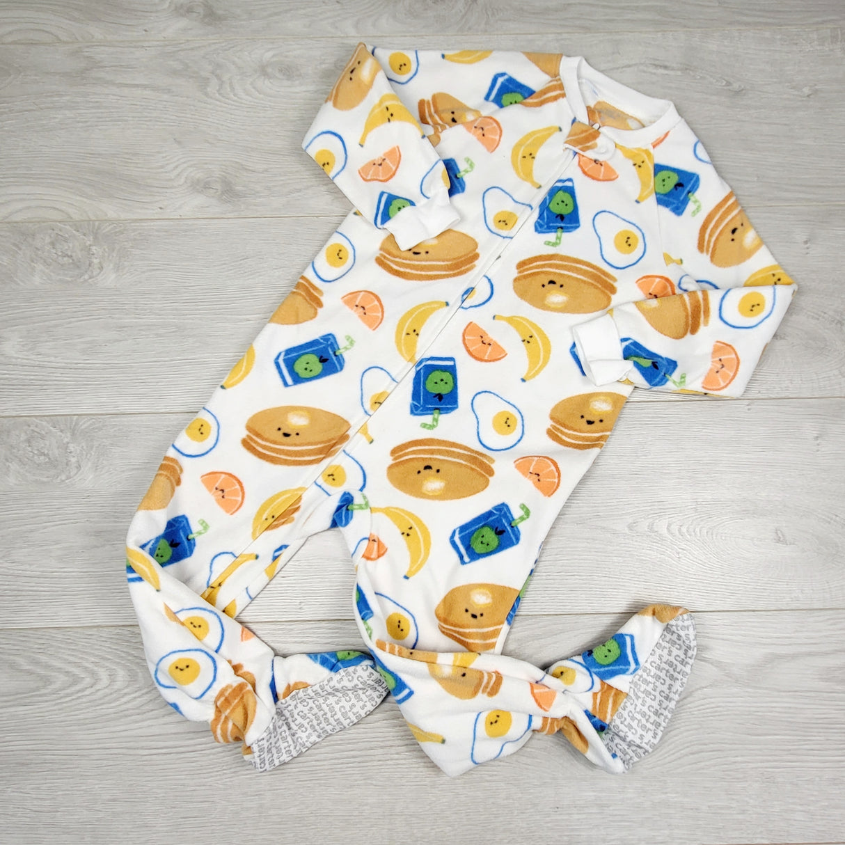 PBQ1 - Child of Mine zippered fleece sleeper with breakfast food. Size 3T