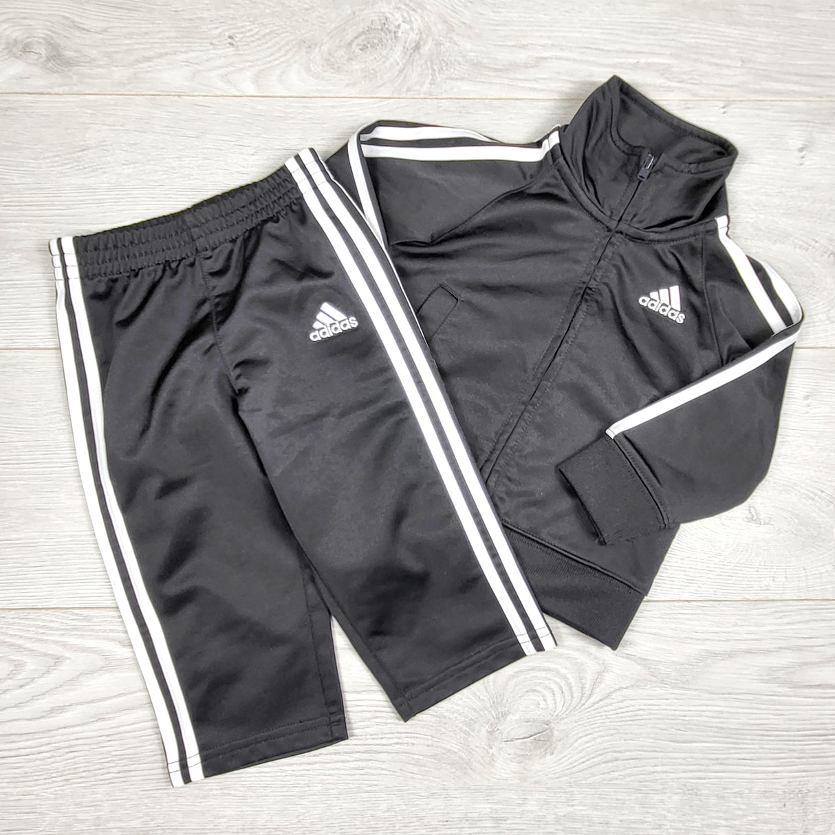 KHEN3 - Adidas black 2pc track suit. Size 12 months