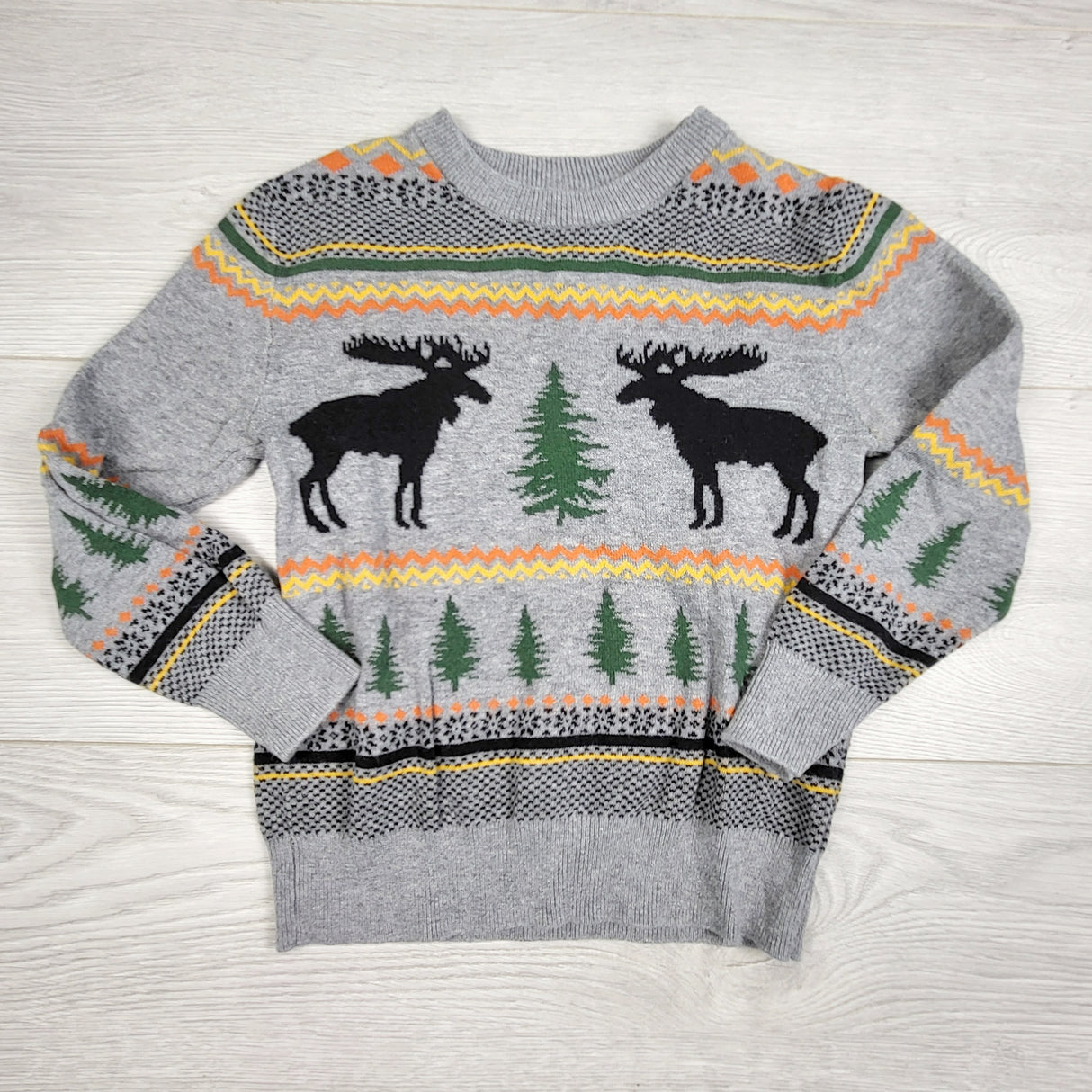 BNG1 - Andy and Evan grey moose sweater. Size 4T