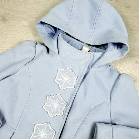 BNG2 - Disney Frozen blue hooded pea coat. Size 6 - See Below