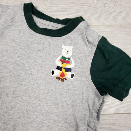 KDEL3 - HBC Stripes grey and green t-shirt with bear. Size 18-24 months