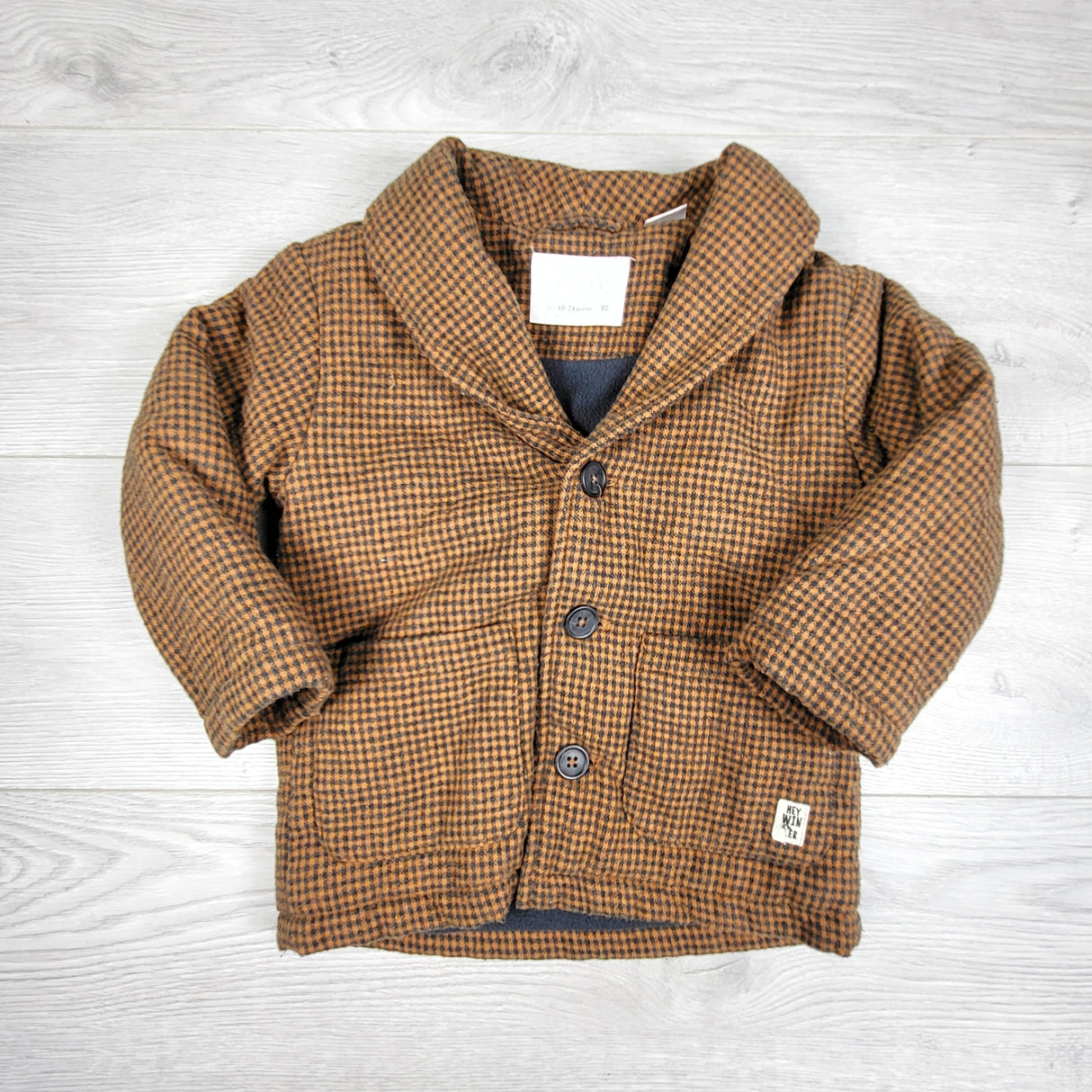 KDEL3 - Zara wool blend fleece lined coat. Size 18-24 months