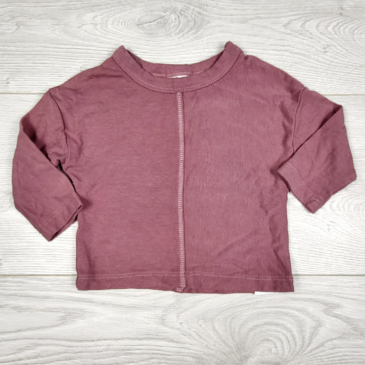 KDEL3 - Nusnus mauve long sleeved bamboo blend top. Size 0-3 months