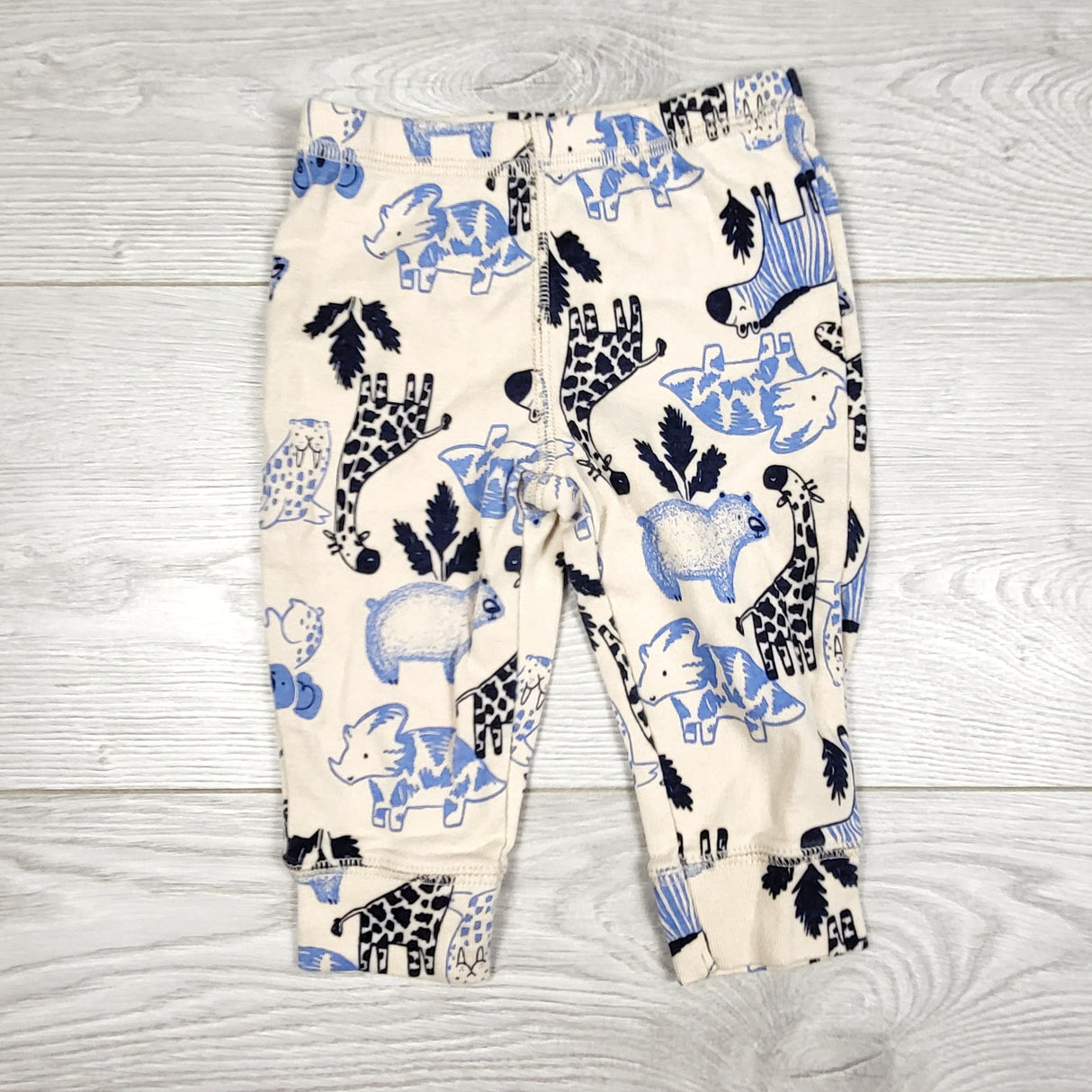KDEL3 - Carters beige cotton pants with safari animals. Size 6 months