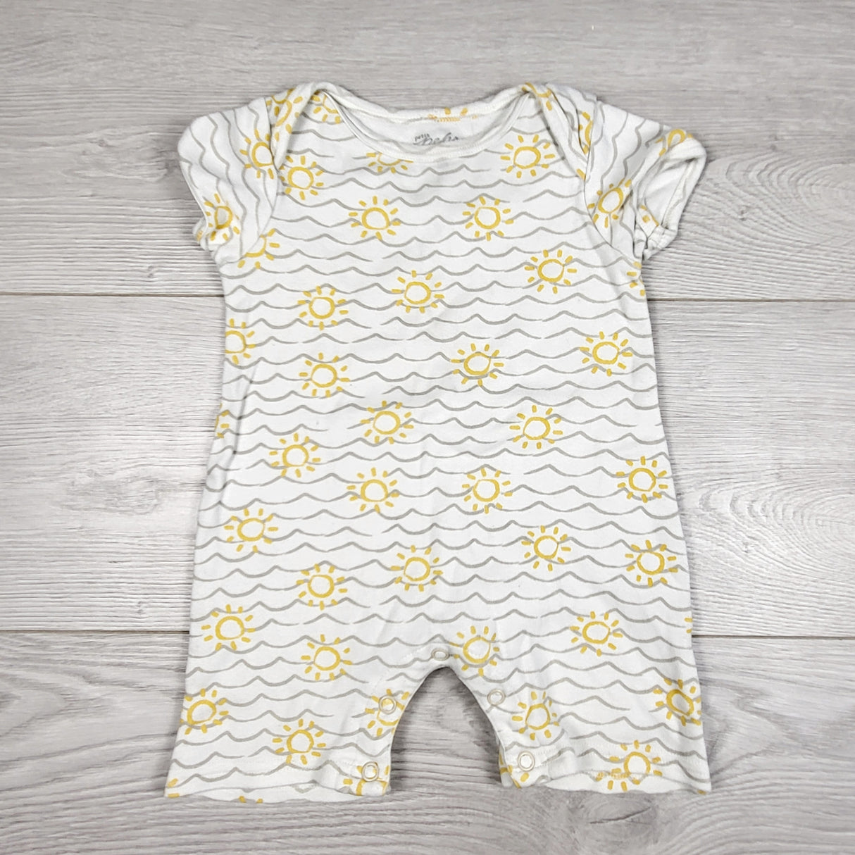 KDEL33 - Indigo x Pehr romper with suns and waves. Size 6-12 months