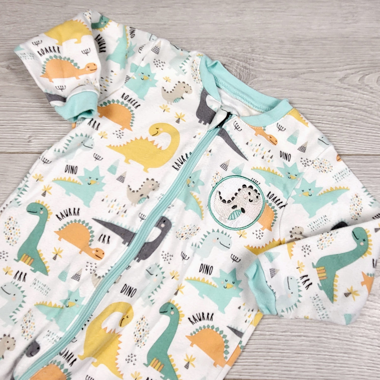 KDEL33 - Tuffy zippered cotton dinosaur sleeper. Size 6 months