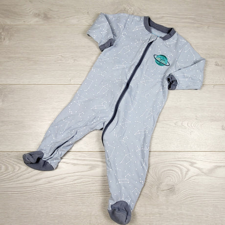 KDEL33 - Tuffy blue zippered cotton star constellations sleeper. Size 6 months