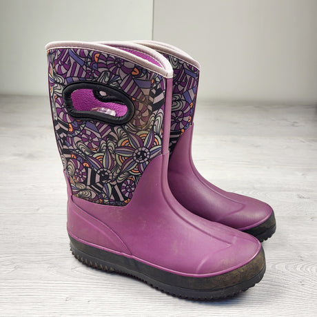 GFST1 - George purple patterned rain boots. Youth size 2