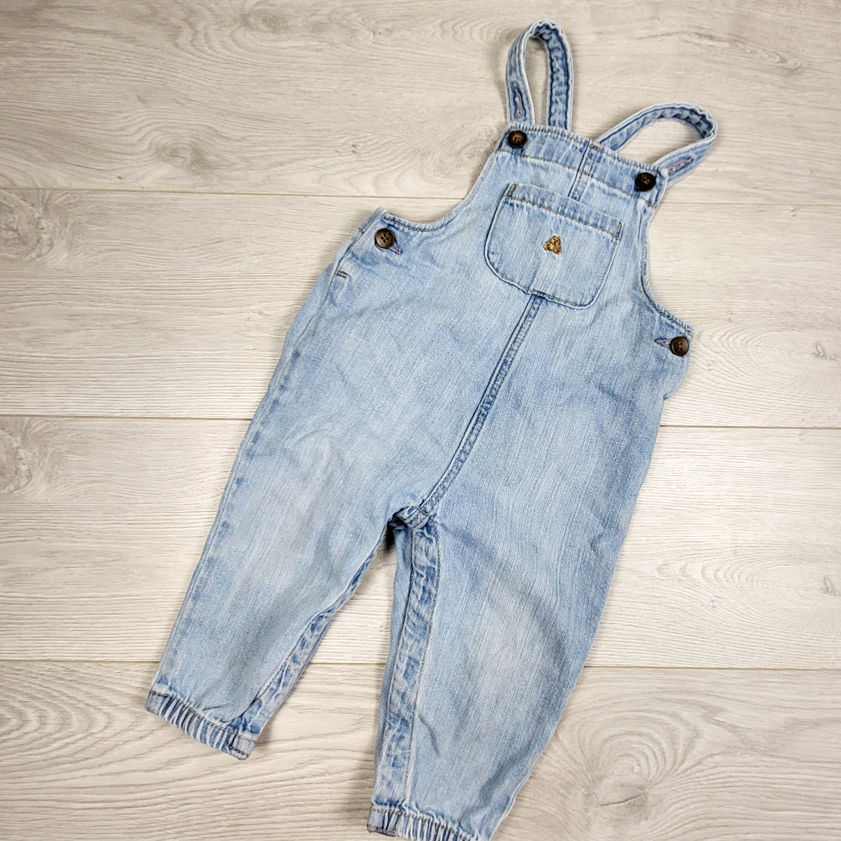 ORW1 - Gap lightwash denim overalls. Size 12-18 months