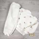 ORW1 - NEW - Bearpaw sherpa style 2pc set with flowers. Size 24 months