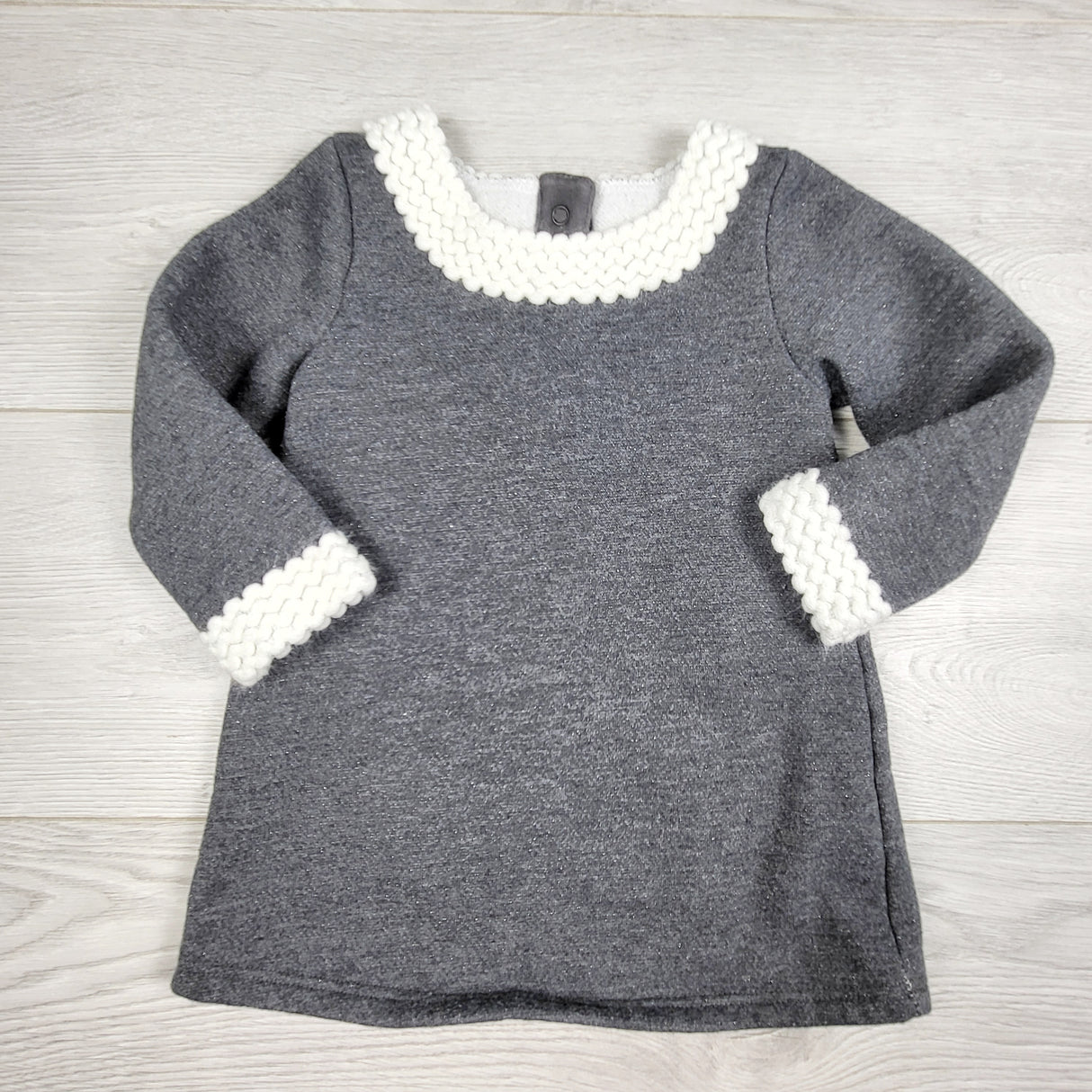 ORW1 - Joe grey and white sweatshirt dress with sparkles. Size 12-18 months 🍁
