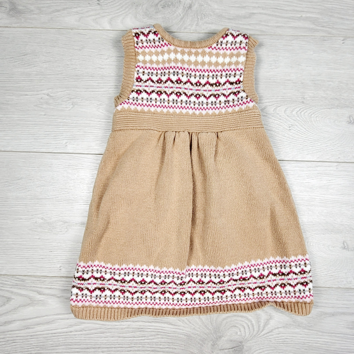 ORW1 - Gap light brown patterned sweater dress. Size 12-18 months