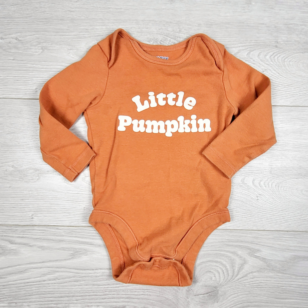 ORW1 - Old Navy orange "Little Pumpkin" bodysuit. Size 6-12 months