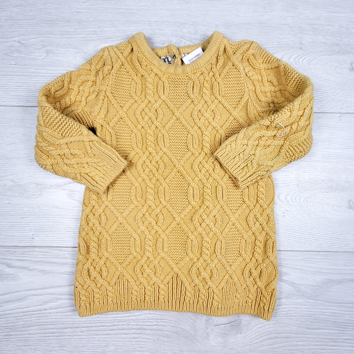 ORW1 - Adrienne Vittadini yellow cable knit sweater dress. Size 12 months