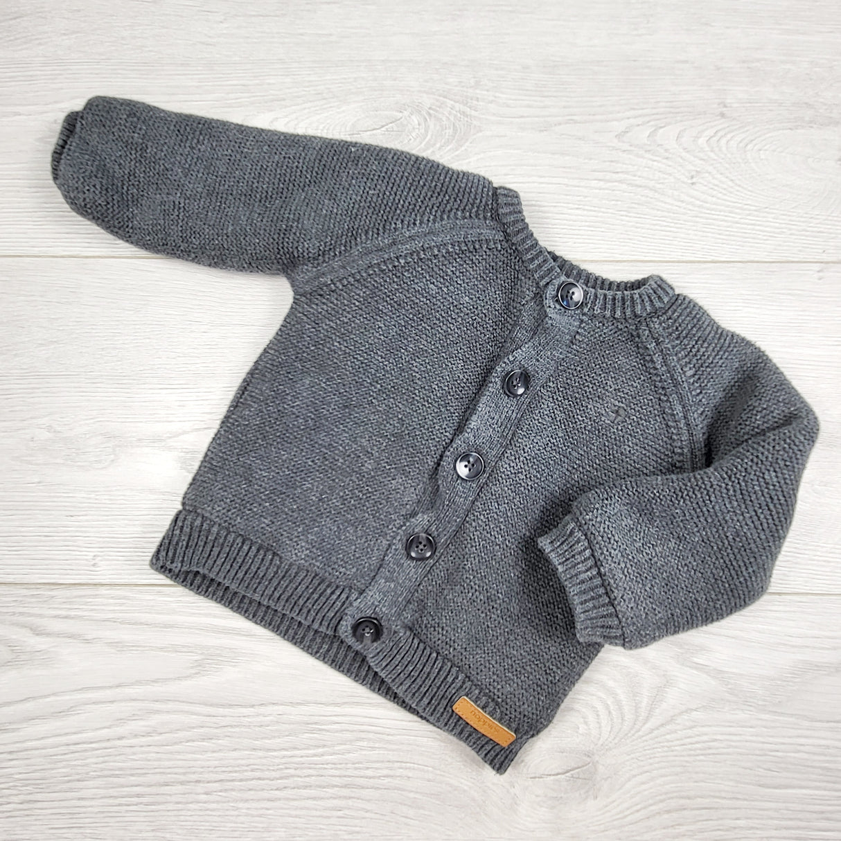 ORW1 - Noppies grey fleece lined cardigan sweater. Size 68 (3-6 months)