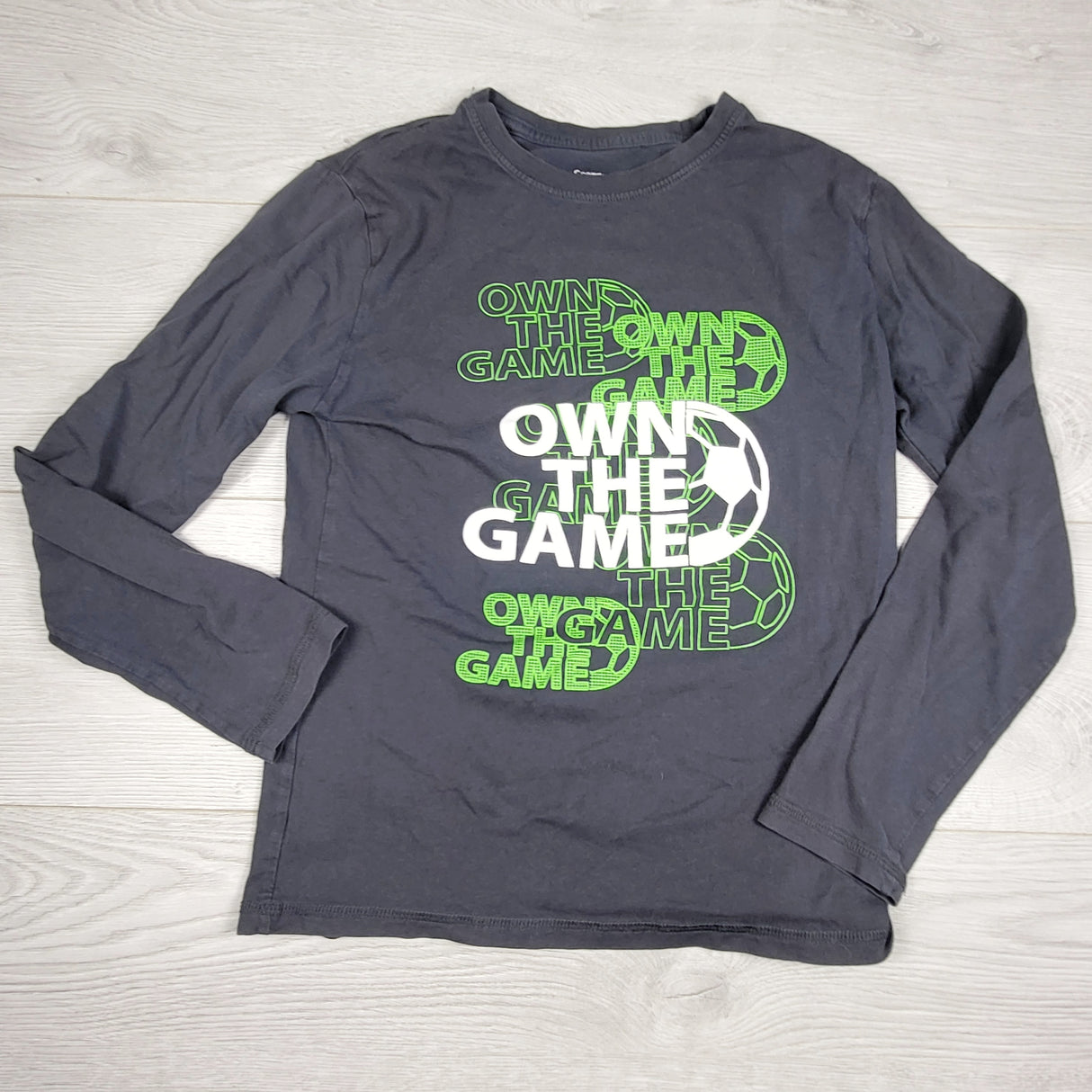 JKZ1 - George grey "Own the Game" long sleeved top. Size 10/12