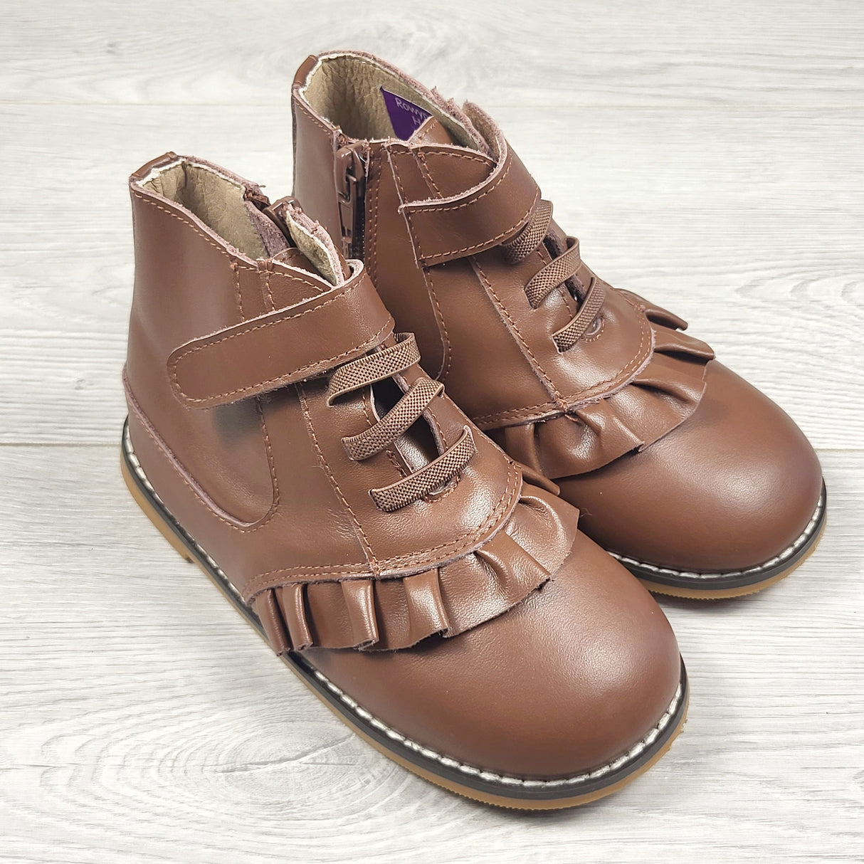 LHEP4 - Little Eva Rose and Co. brown leather ruffle booties. Size 11 🍁